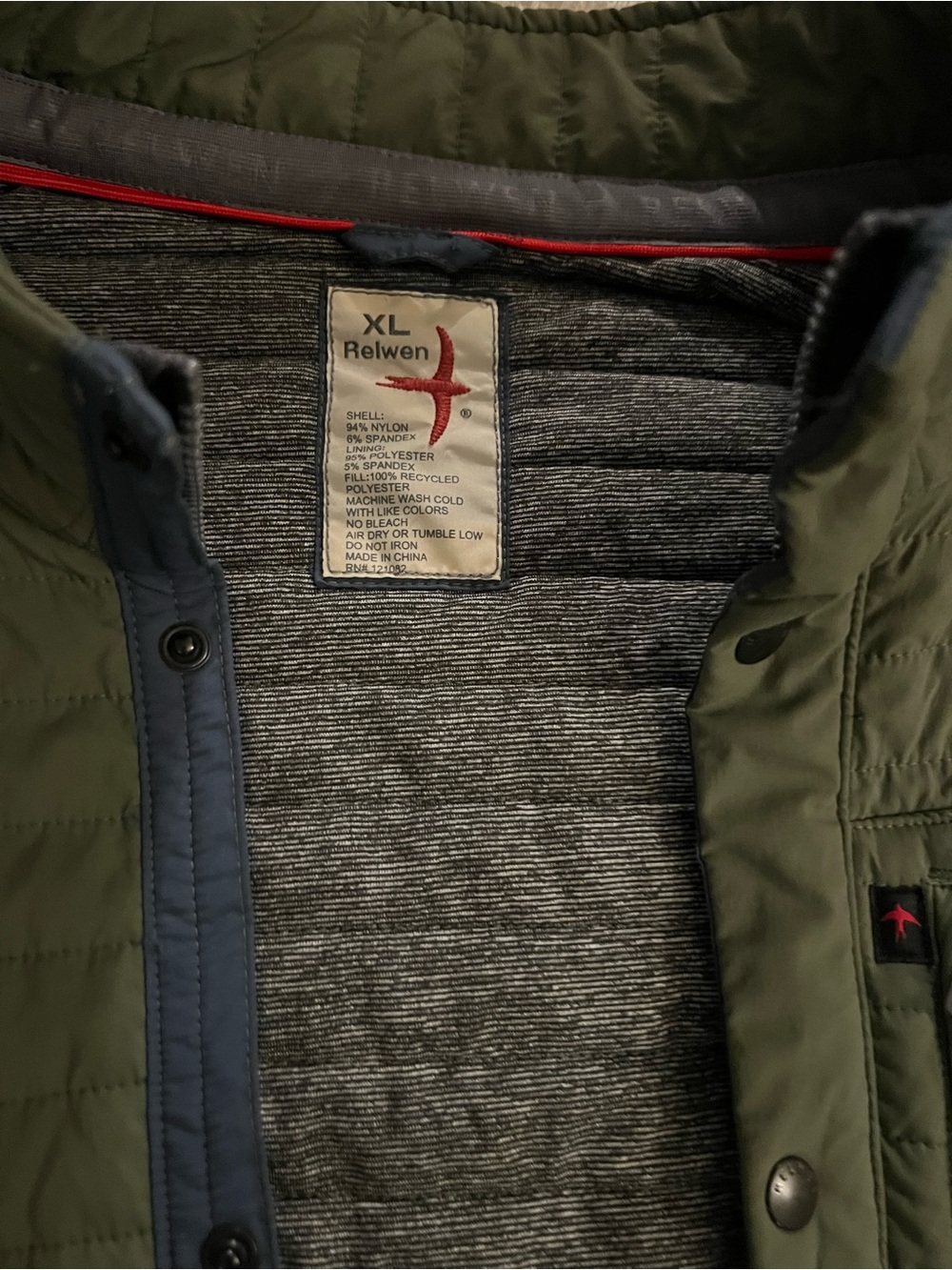 Relwen Olive Green Quilted Insulated Puffer Jacket - Men's - Picture 3 of 4